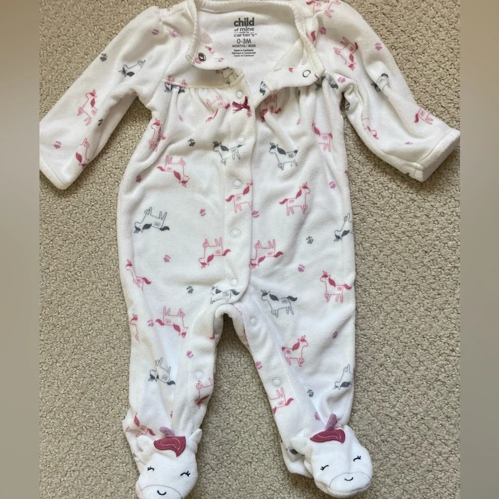 Baby girl 0-3 footed pajamas fleece bundle